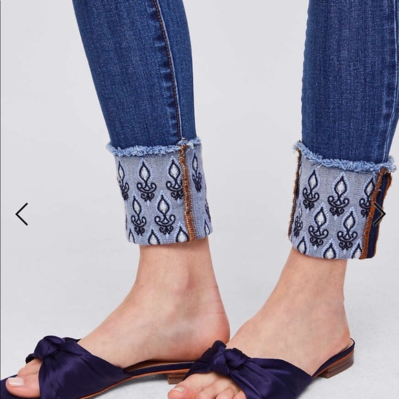 jeans with embroidered cuff